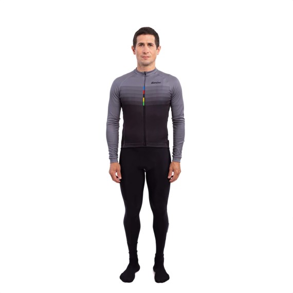 Jersey SANTINI Unisex UCI Rainbow Thermofleece Official Black